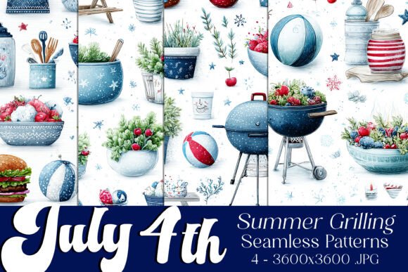 4th of July BBQ Seamless Patterns S1