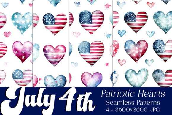 4th of July Hearts Seamless Patterns 2