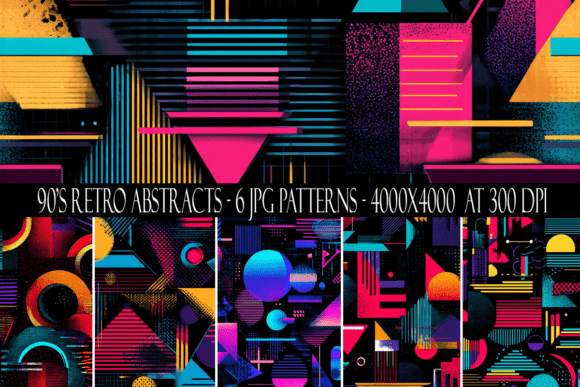 90s Retro Abstract Seamless Patterns