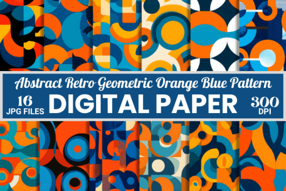 Abstract Retro Geometric Orange Patterns