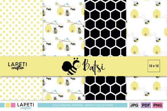 Bee Digital Paper Honeycomb Patterns