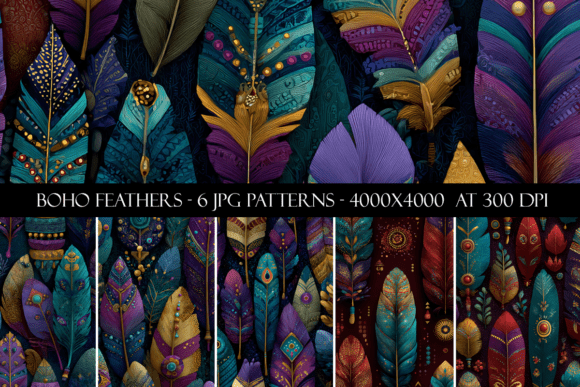 Boho Feather Seamless Patterns