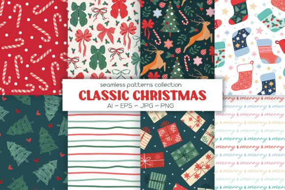 Christmas Vector Patterns: Elevate Your Holiday Designs with Hand-Drawn Elegance