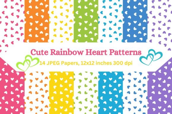 Cute Rainbow Heart Patterns