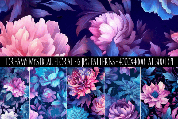 Dreamy Mystical Floral Seamless Patterns