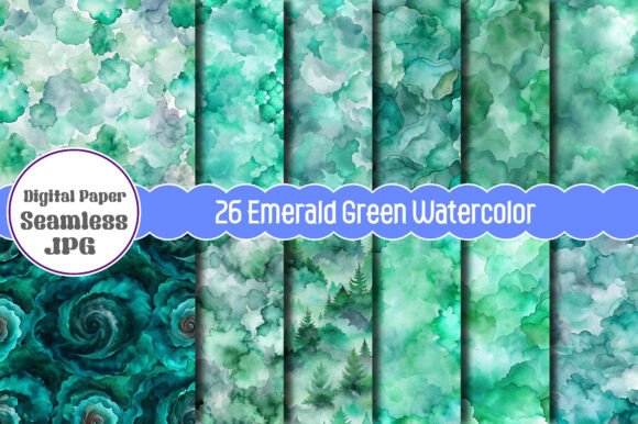Emerald Green Watercolor Patterns
