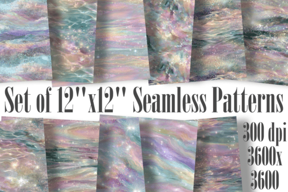Iridescent Crystal Waters Patterns: Seamless Digital Design Assets