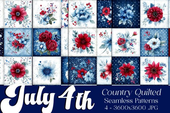 July 4th Quilt-Style Seamless Patterns 3
