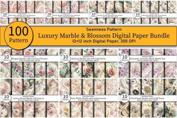Luxury Marble Blossom Patterns Bundle