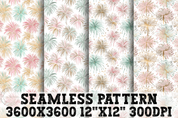 Pastel Gold Fireworks Seamless Patterns