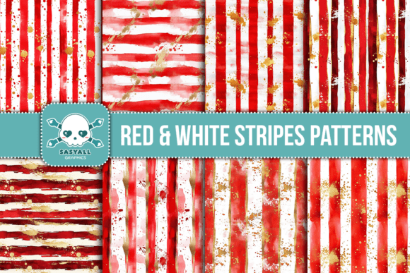 Red White Stripes Seamless Patterns