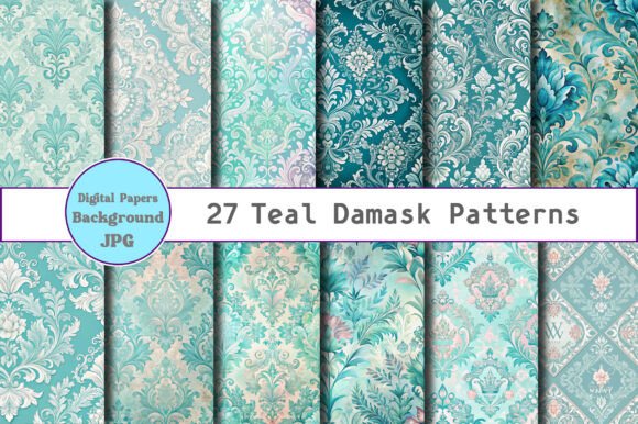Teal Damask Patterns: Creative Versatility for Modern Projects