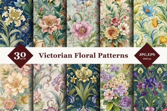 Vintage Victorian Floral Seamless Patterns 05