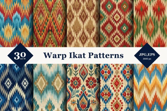 Warp Ikat Seamless Patterns 01: Bridging Heritage Craftsmanship with Modern Design Needs