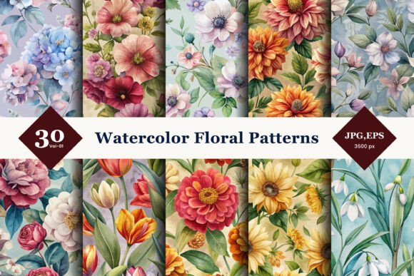 Watercolor Floral Seamless Patterns 01: A Strategic Asset for Elevated Design