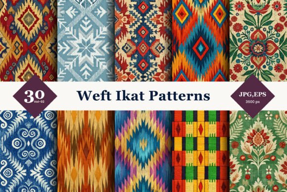 Weft Ikat Seamless Patterns 02