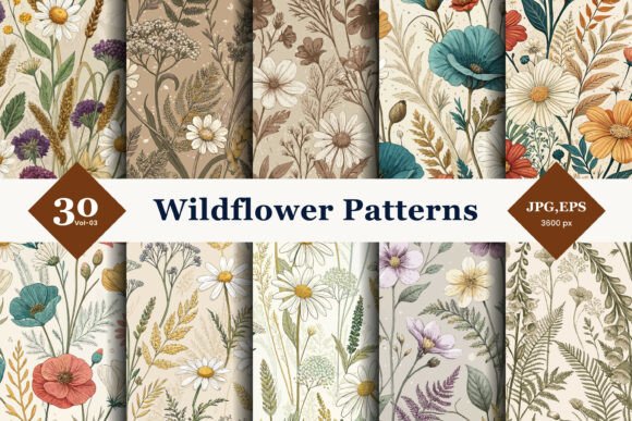 Wildflower Seamless Patterns 03