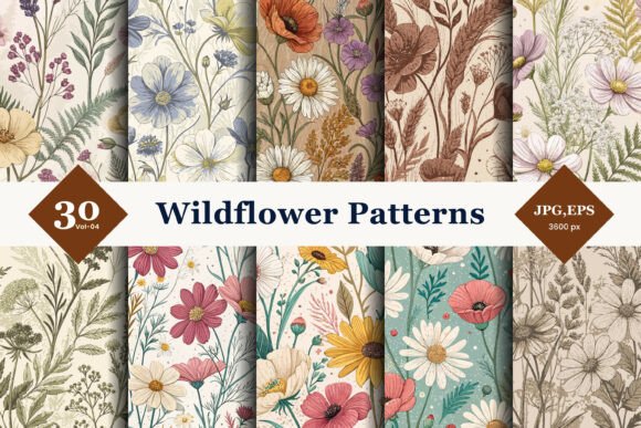 Wildflower Seamless Patterns 04